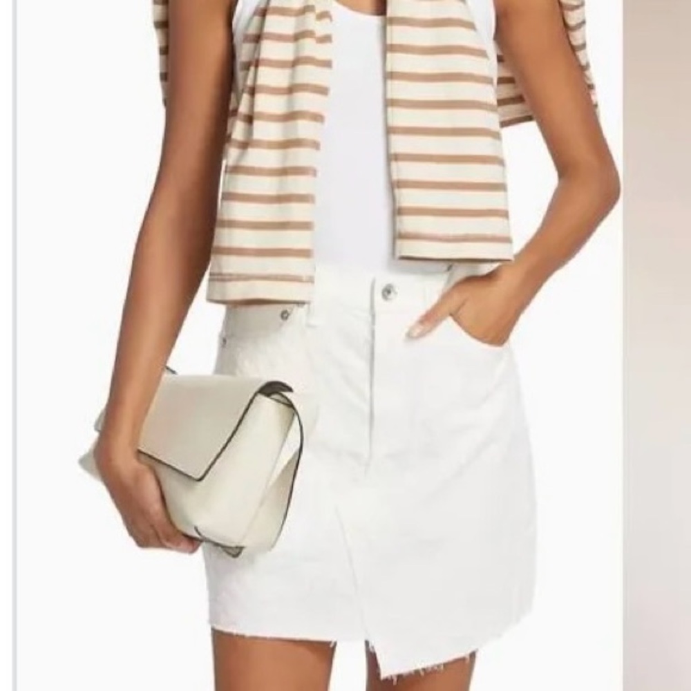 RAG & BONE Kayla Mini Skirt in White Denim Size 25 Like New!